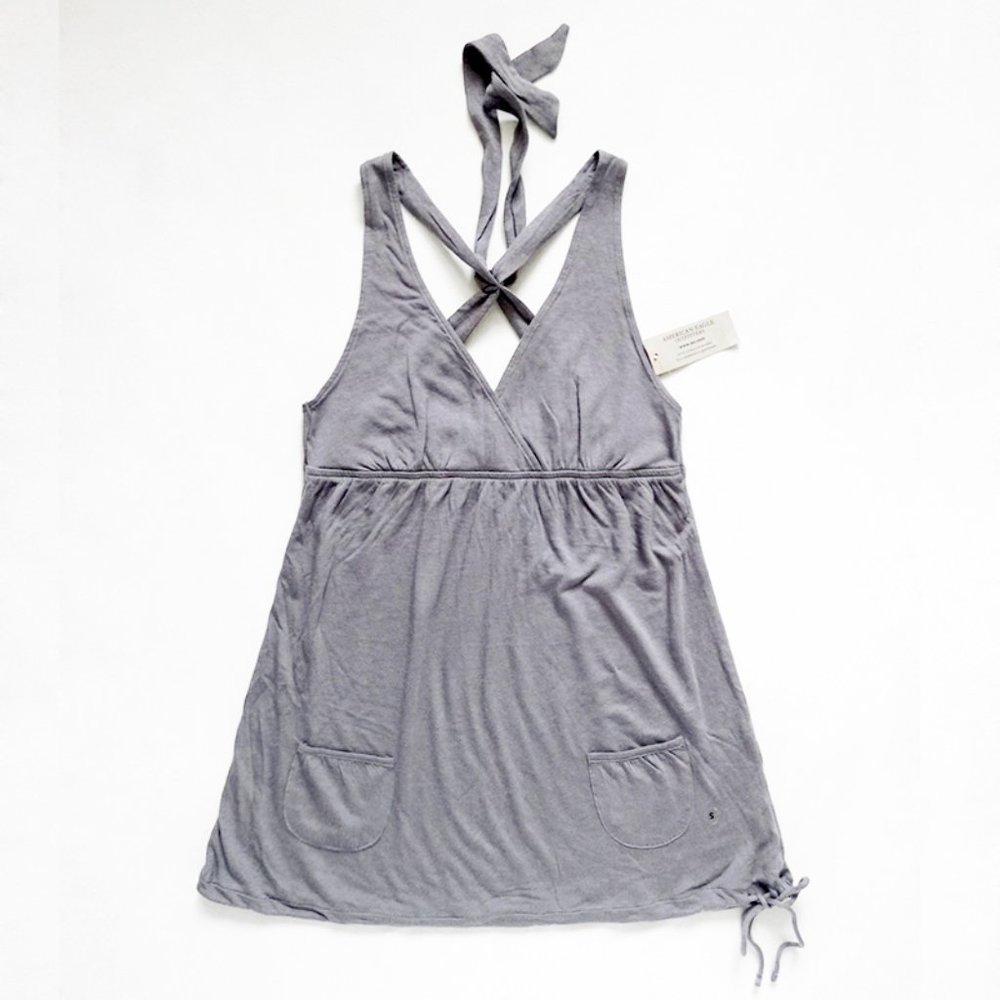 NEW WITH TAG AMERICAN EAGLE Cross Tie Back & Bottom Tank Top With Pockets Small